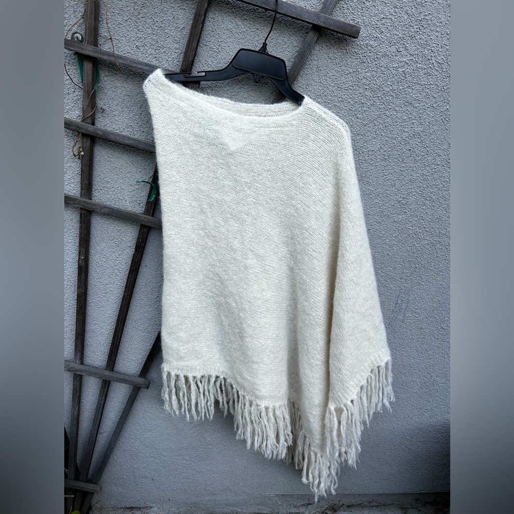 Nili Lotan Ivory Fringe Cape
